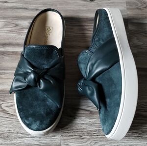 Spenco Barbados Orthotic Bow Mules Teal Suede Womens Size 8